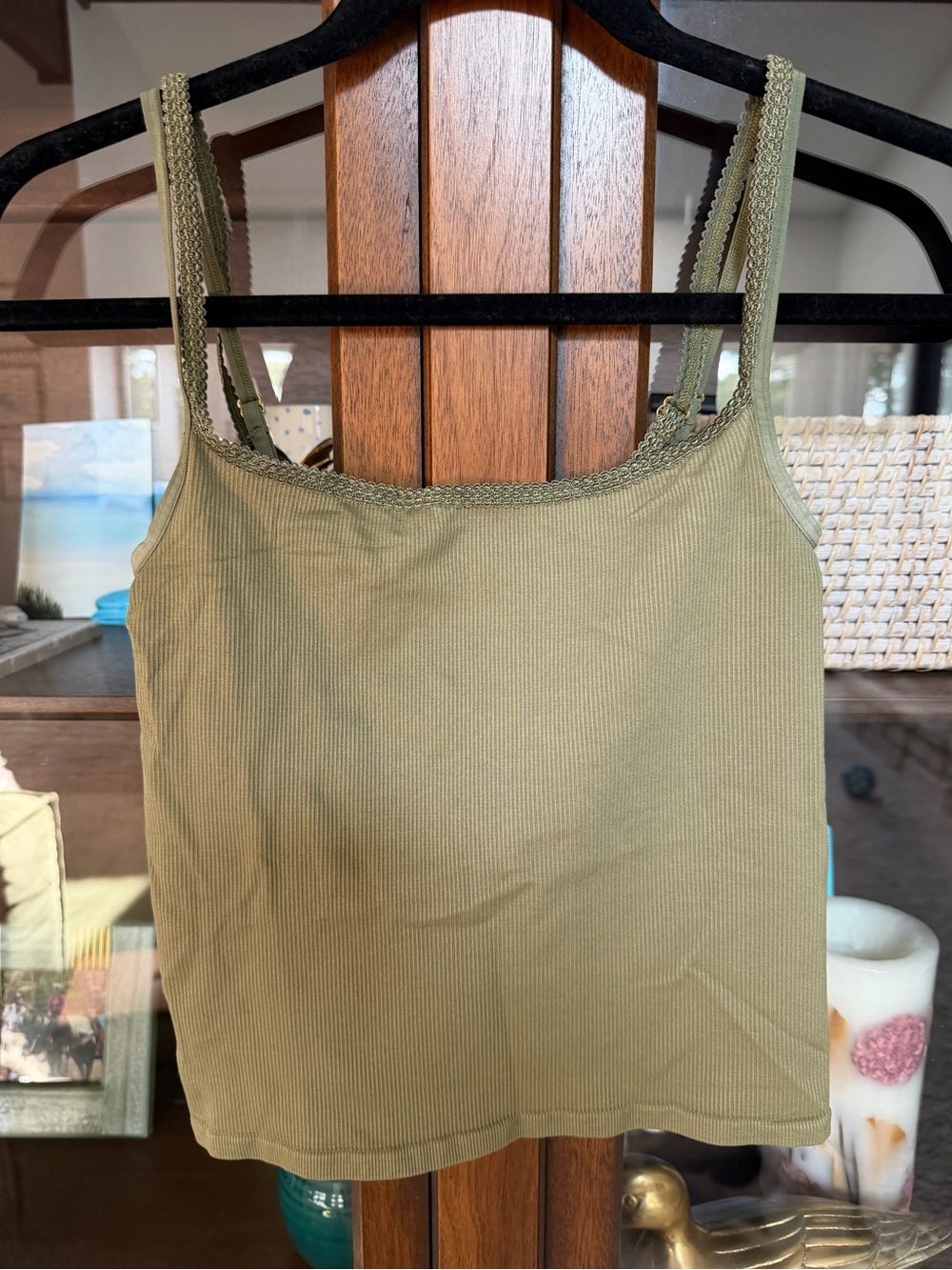 Anthropologie Olive Green Ribbed Tank Top - Women